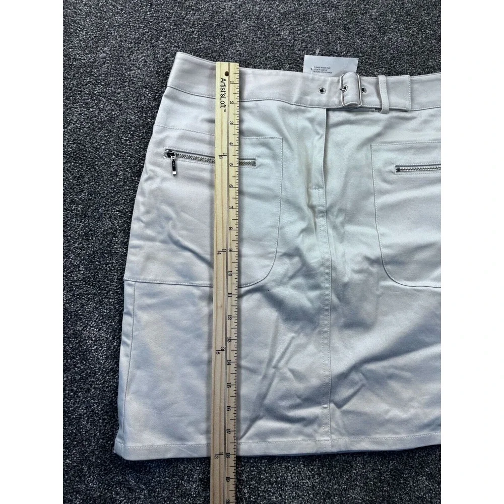 Ann Taylor Loft Womens Stretch Skirt Size 2 Light Gray With Pockets & Belt‎